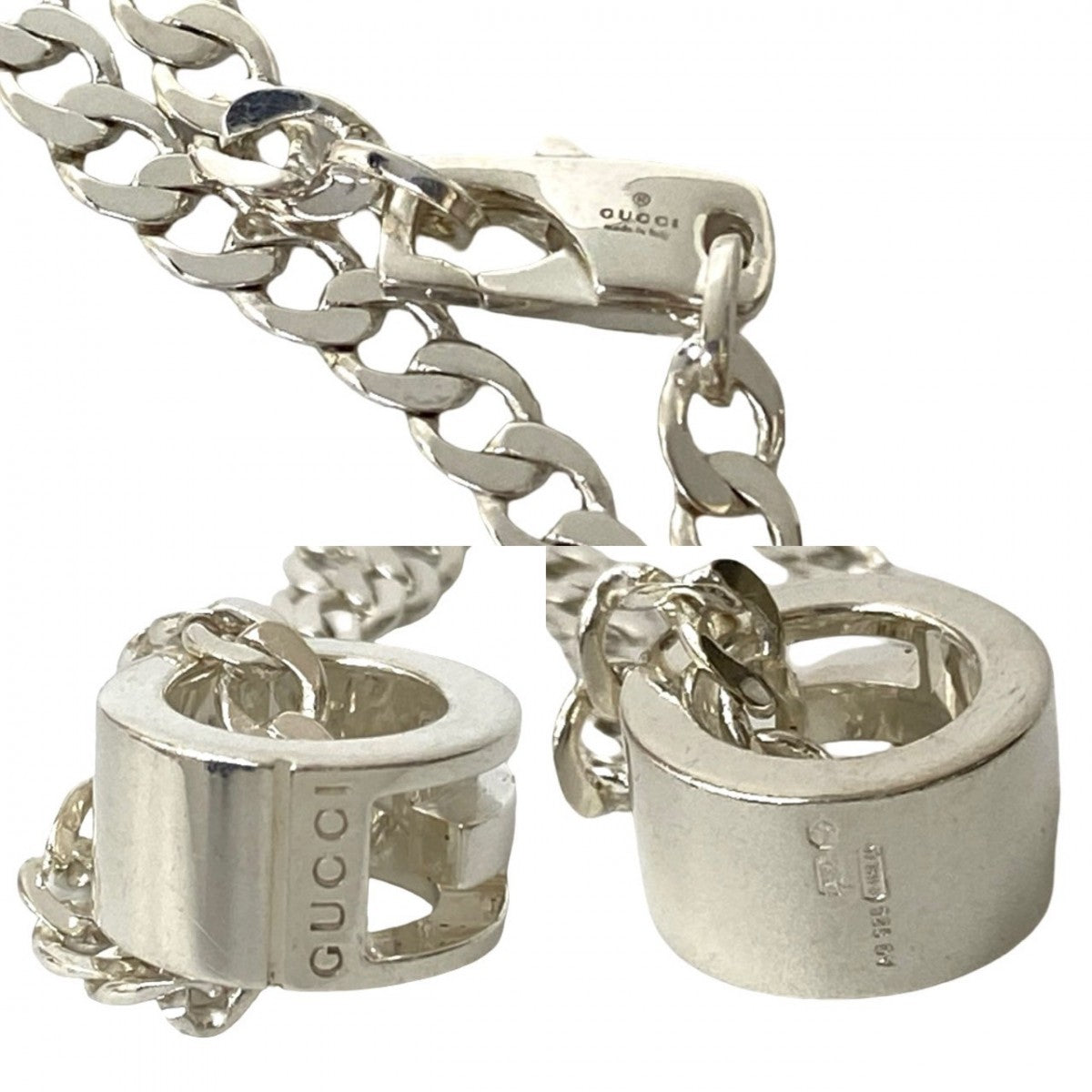 GUCCI Necklace Silver925 Silver Cut Out G Ring Necklace