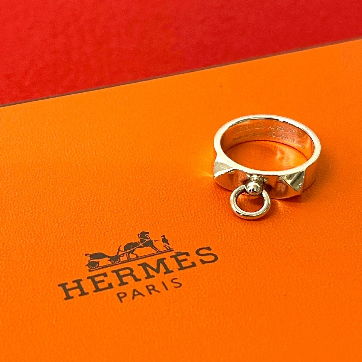 HERMES Ring Silver925 Silver corried cyan ring mens