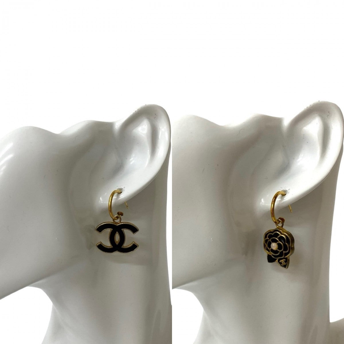 CHANEL Pierce Gold Plated gold Camelia