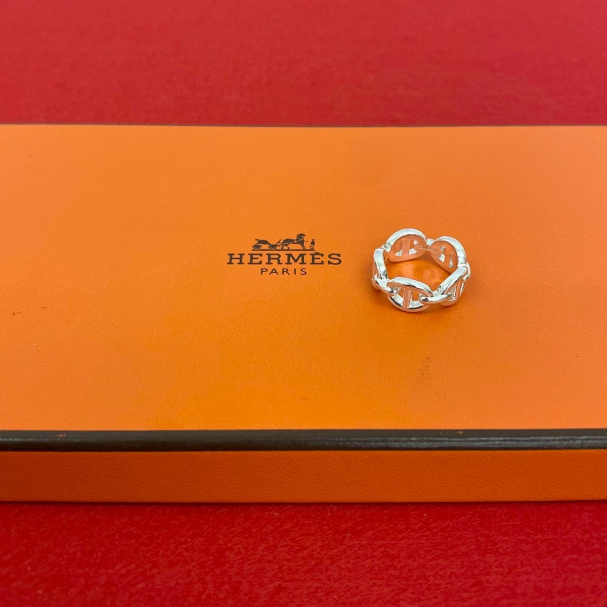 HERMES Ring Silver925 Silver Enchaine Ring PM