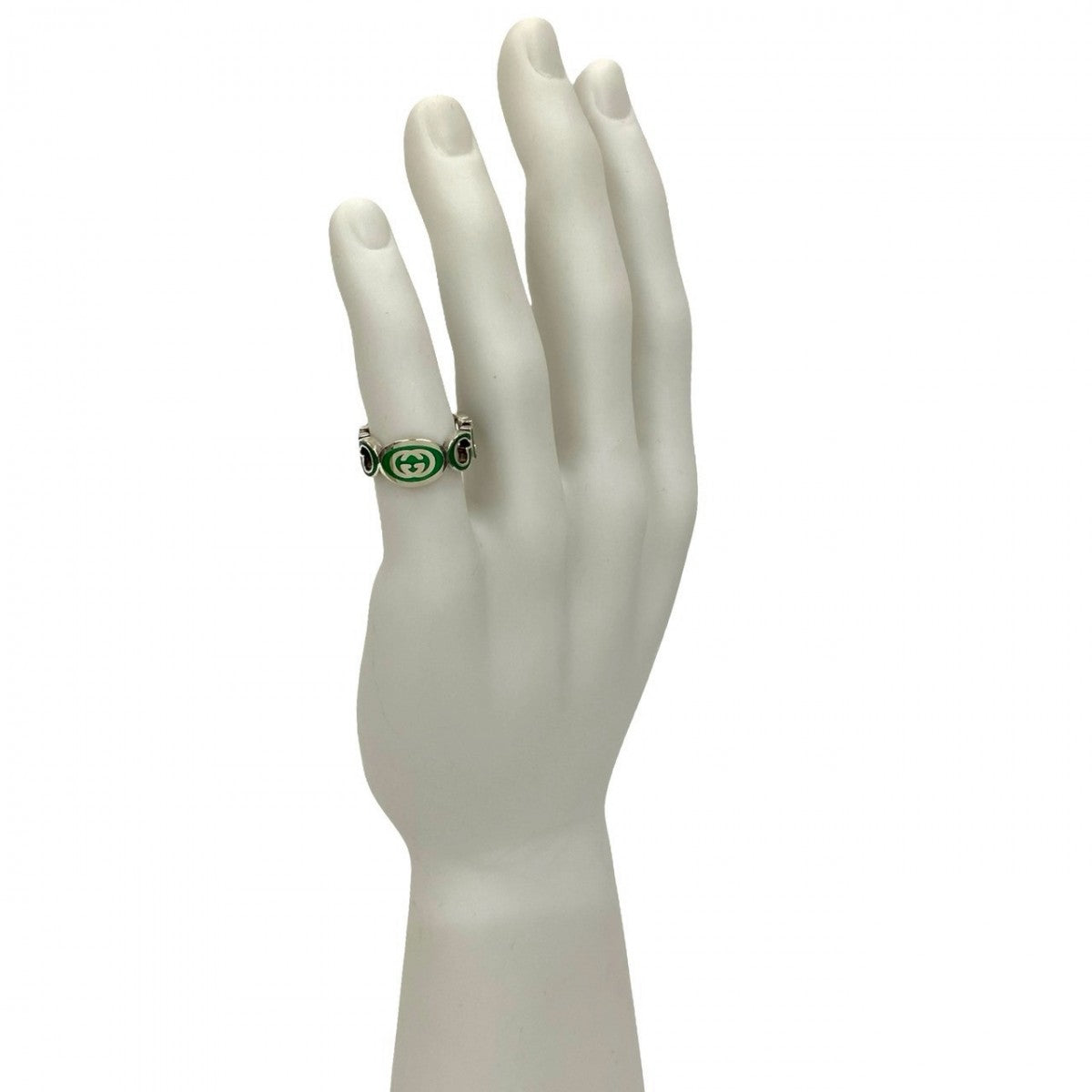 GUCCI Ring Silver925 Silver Interlocking G enamel ring