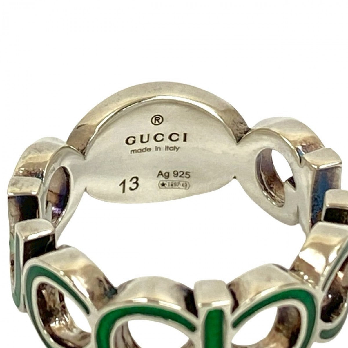 GUCCI Ring Silver925 Silver Interlocking G enamel ring