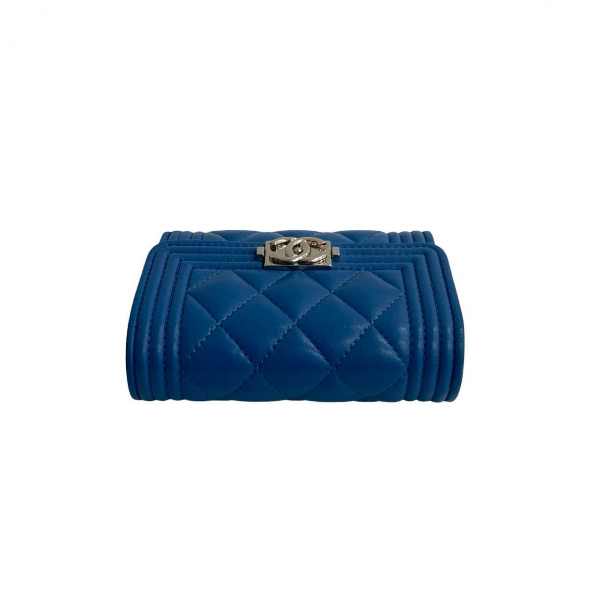 CHANEL Tri-fold wallet lambskin blue Matrasse Boy chanel