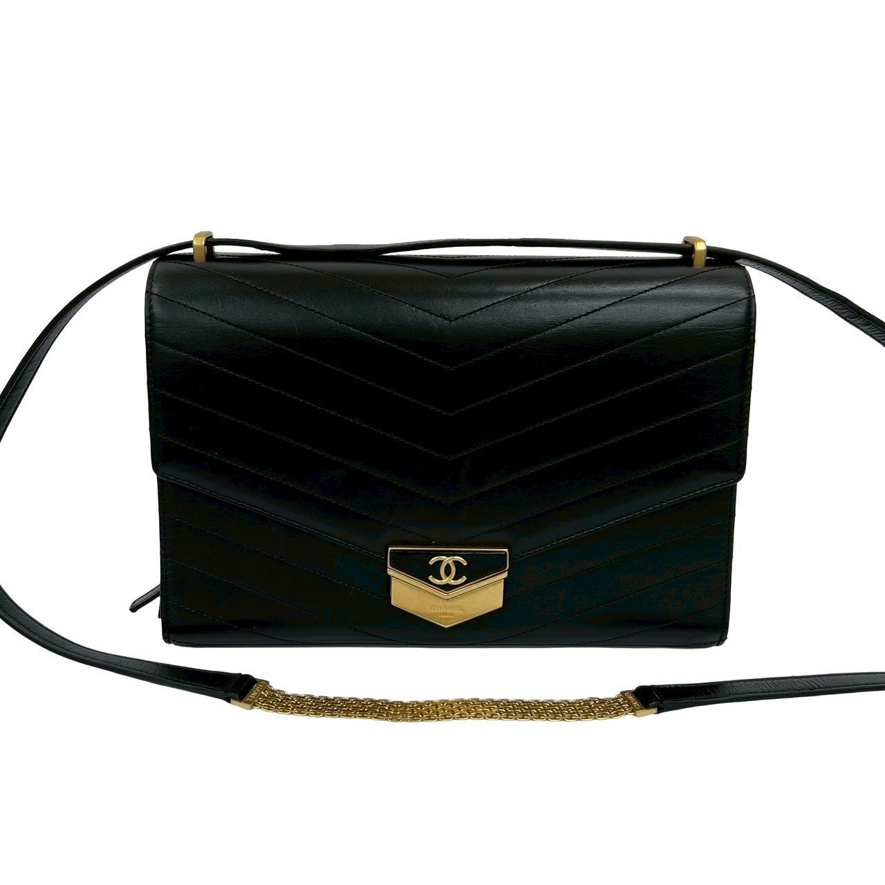 CHANEL Shoulder Bag leather black