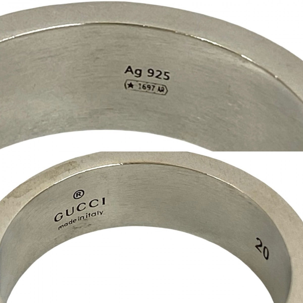 GUCCI Ring Silver925 Silver Interlocking G black enamel ring