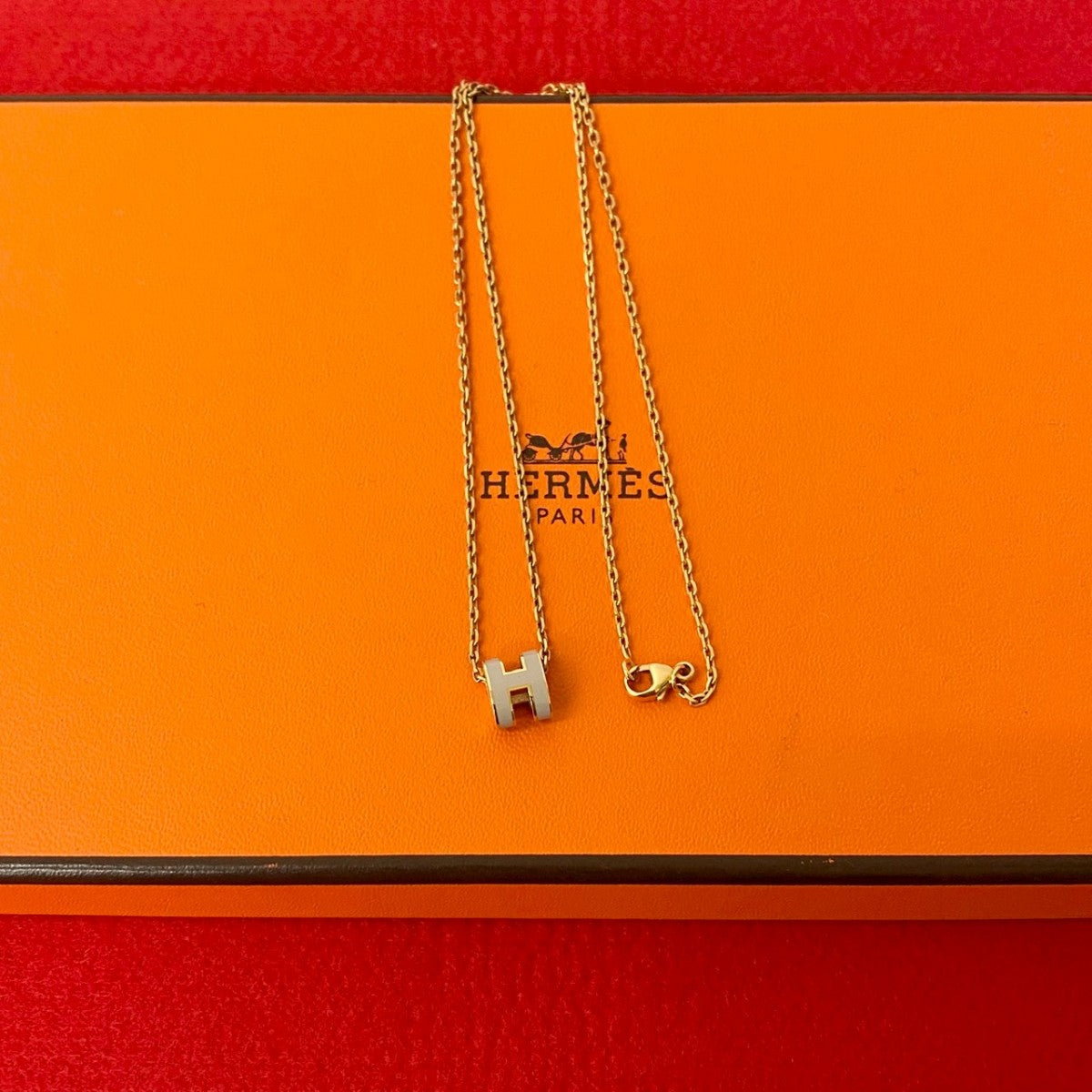 HERMES Necklace Gold Plated gold Mini pop ash