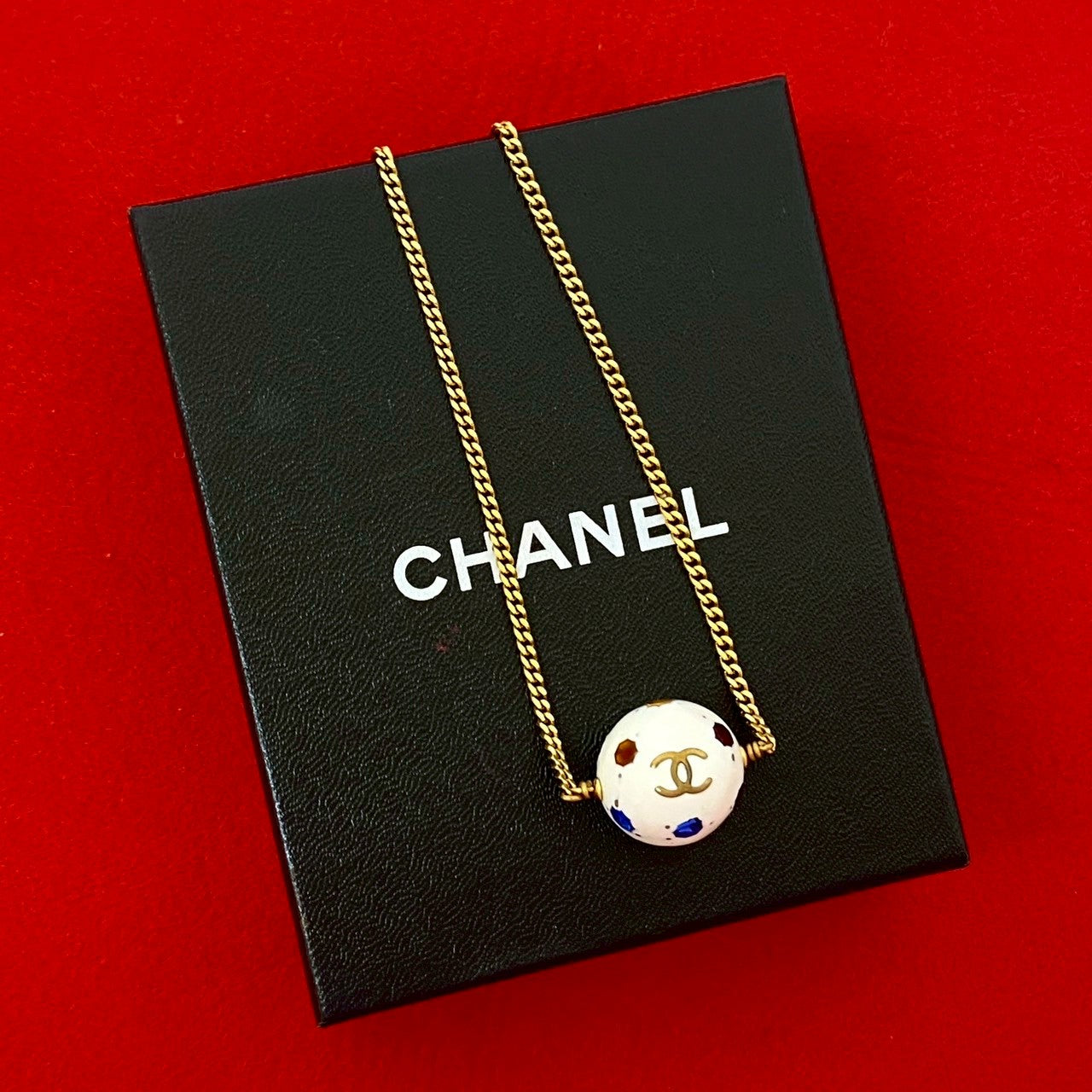 CHANEL Necklace Gold Plated white