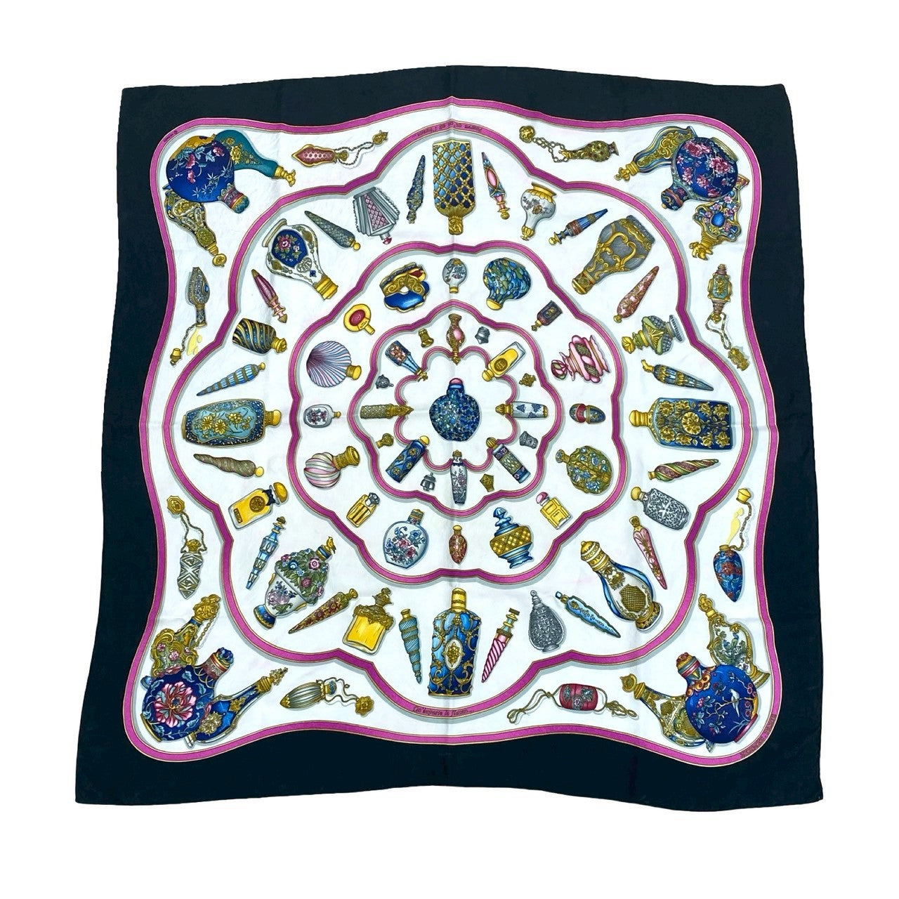 HERMES scarf silk black Carre 90