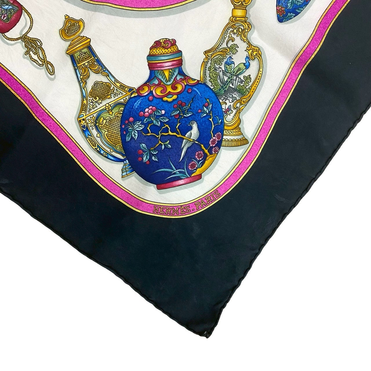 HERMES scarf silk black Carre 90