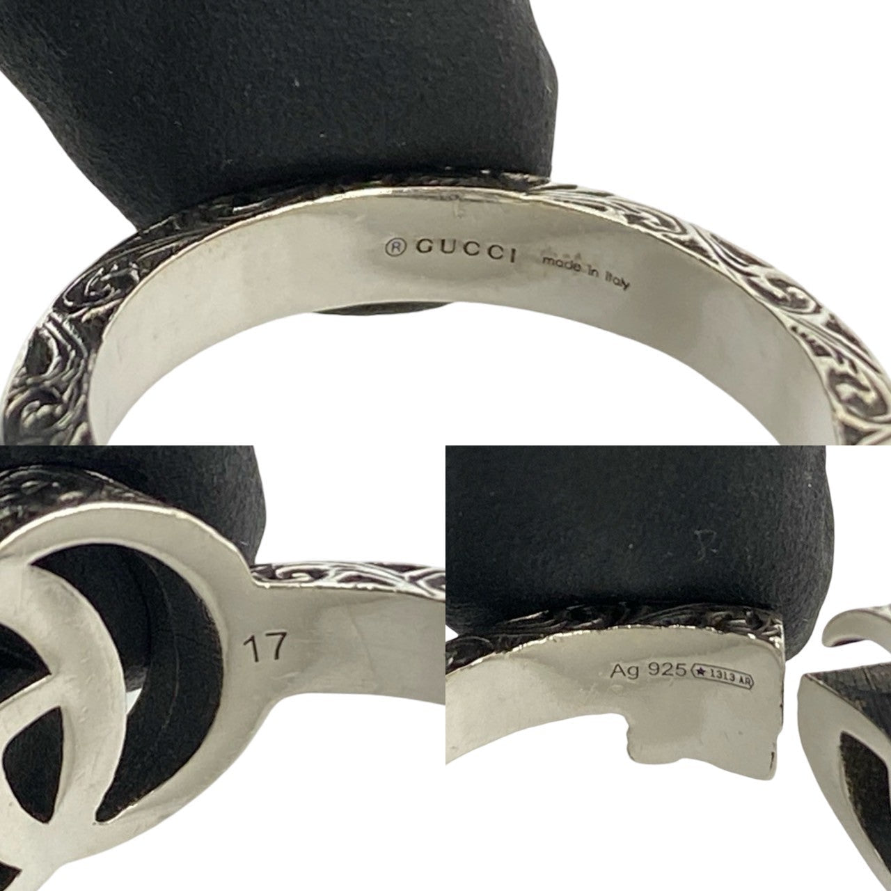 GUCCI Ring Silver925 Silver Arabesque Double G Ring 17