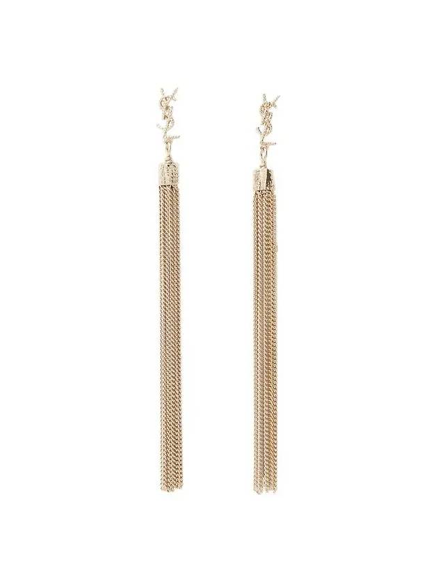 Luxury Saint Laurent Trending 2025 Monogram Chain Tassel Loulou  Earrings Gold