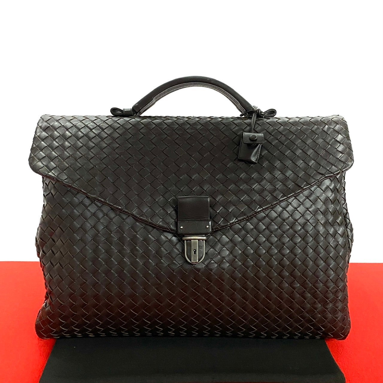 BOTTEGAVENETA Business bag leather Brown INTRECCIATO mens
