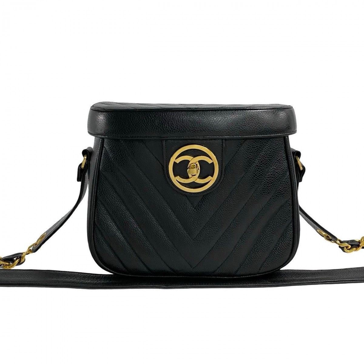 CHANEL Shoulder Bag Leather, Matte Caviar Skin black COCO Mark Women