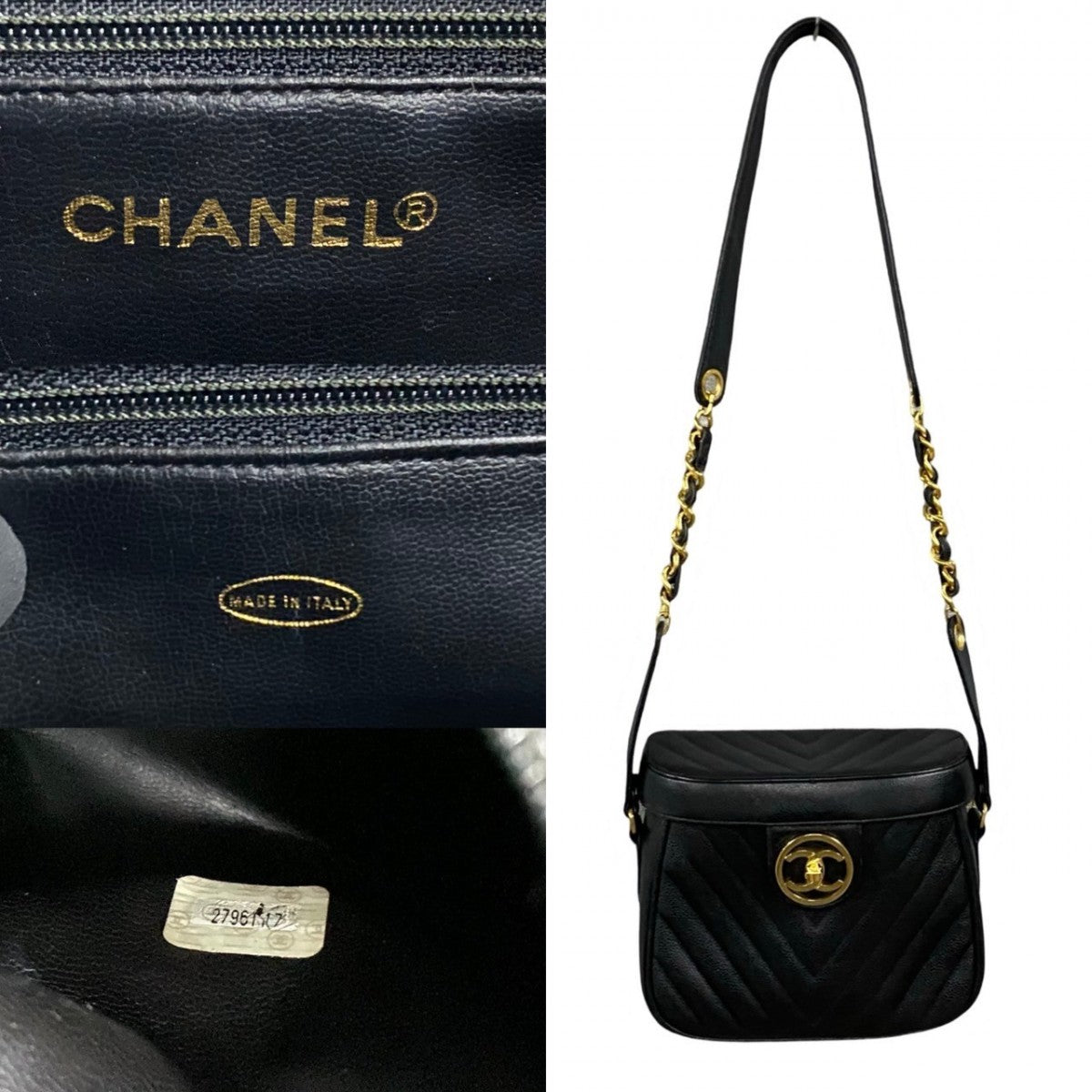 CHANEL Shoulder Bag Leather, Matte Caviar Skin black COCO Mark Women