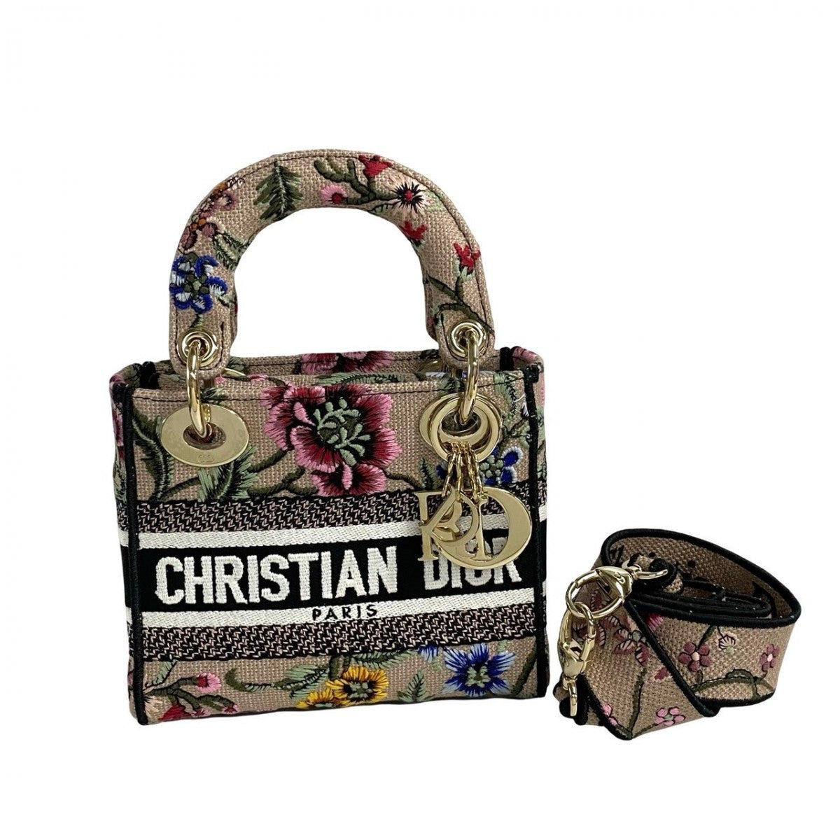 Dior Shoulder Bag canvas beige Lady Dee-Lite Mini