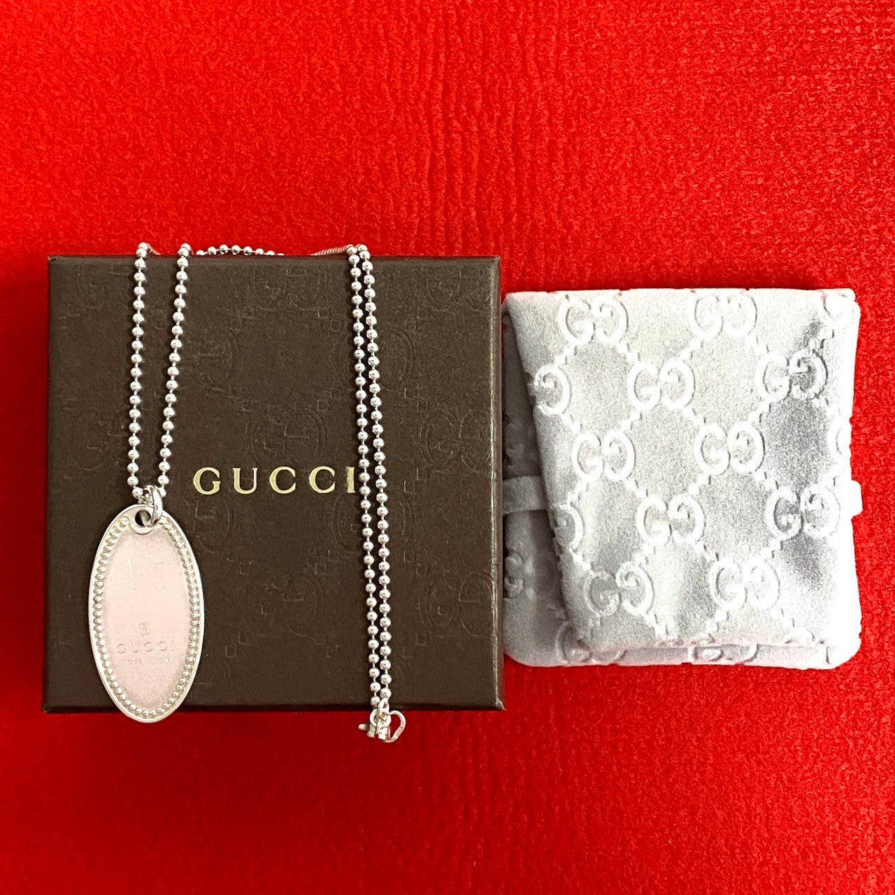 GUCCI Necklace Silver925 Silver Oval tag Necklace