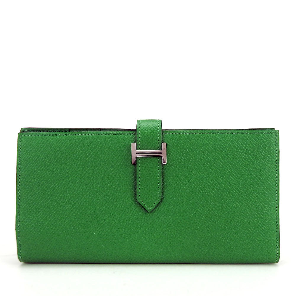 HERMES Long Wallet Purse Epsom Bamboo Beansufla Women