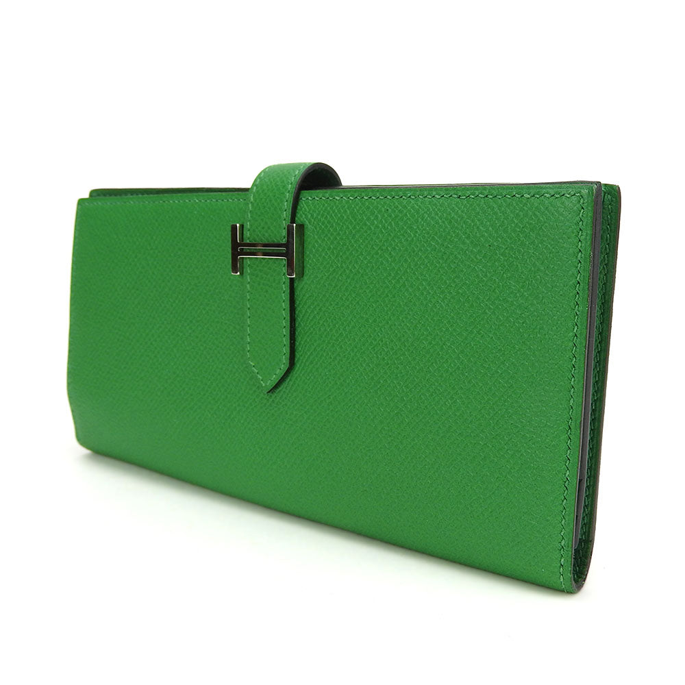HERMES Long Wallet Purse Epsom Bamboo Beansufla Women