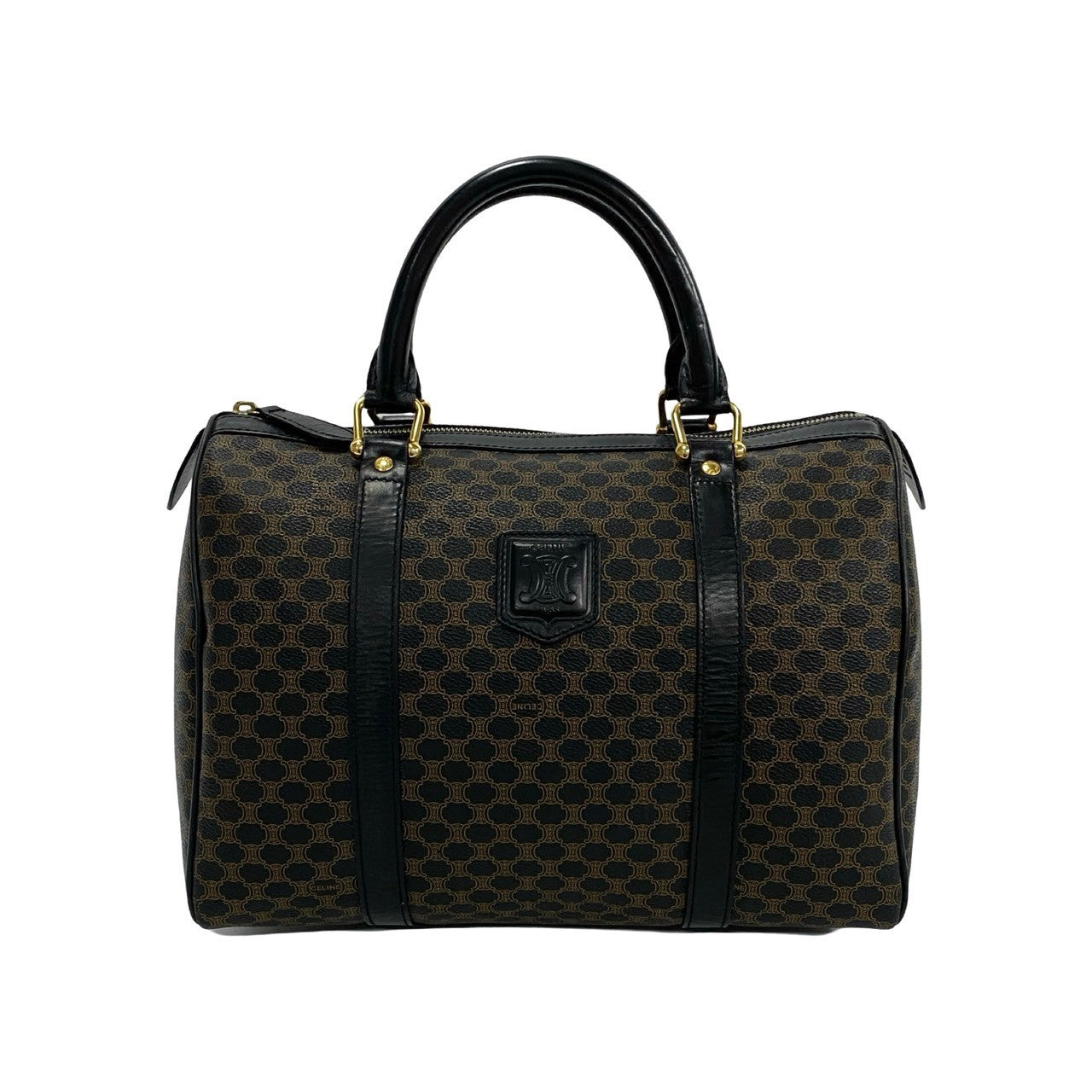 CELINE Handbag Leather, PVC black Macadam Blason Triomphe logo Women