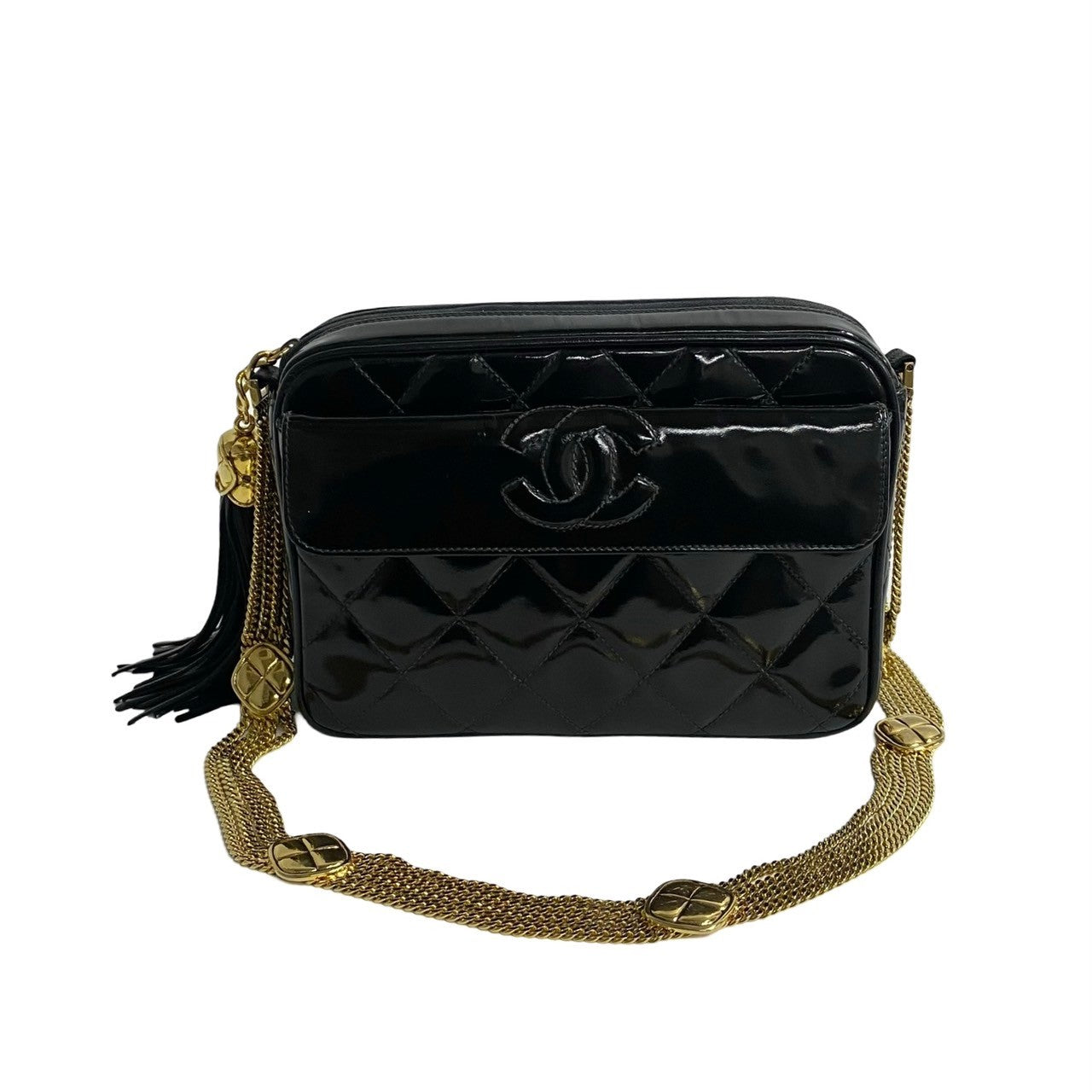 CHANEL Shoulder Bag Patent leather black