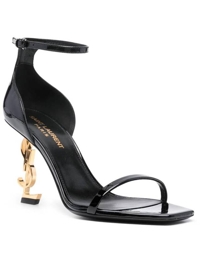 Luxury Saint Laurent Trending 2025 Opium Gold YSL Logo Open Toe Sandal Heels Black