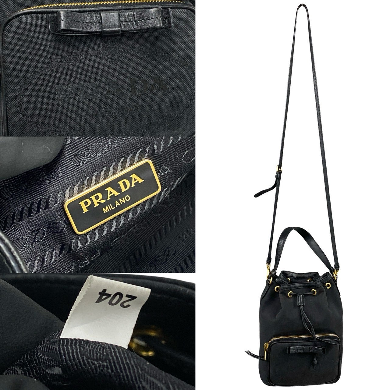 PRADA Shoulder Bag leather black duet