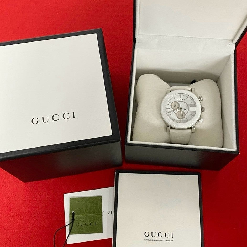 GUCCI Watches Quartz 101M YA101346 Stainless Steel, Ceramic white quartz G Chrono white dial mens