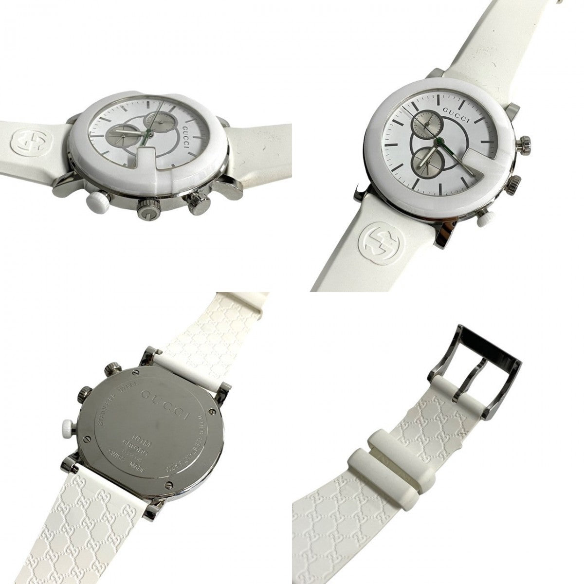 GUCCI Watches Quartz 101M YA101346 Stainless Steel, Ceramic white quartz G Chrono white dial mens