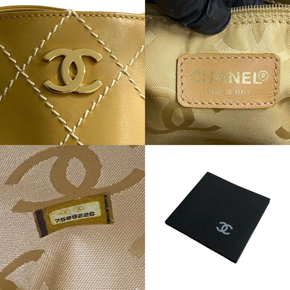 CHANEL Tote Bag leather yellow COCO Mark Wild stitch Women