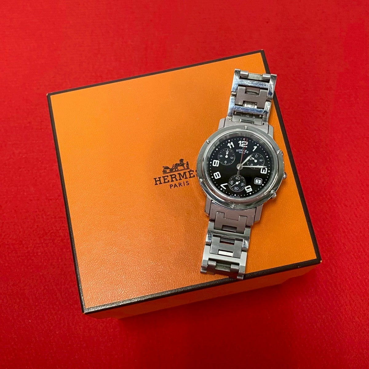 HERMES Watches Stainless steel Silver Clipper mens