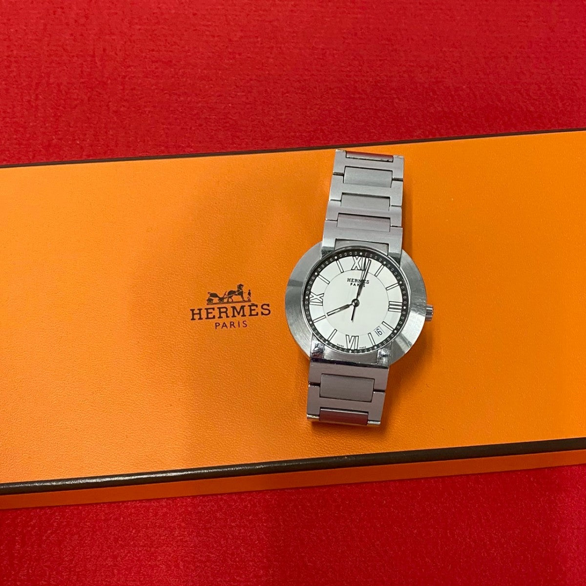 HERMES Watches Stainless steel Silver Nomad mens
