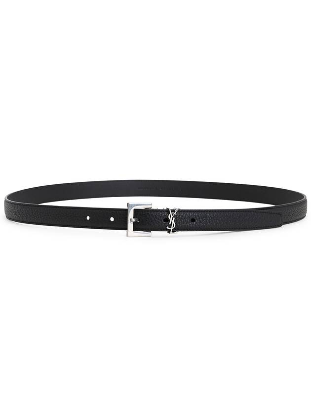 Luxury Saint Laurent Trending 2025 Men's Monogram Grain Belt Black