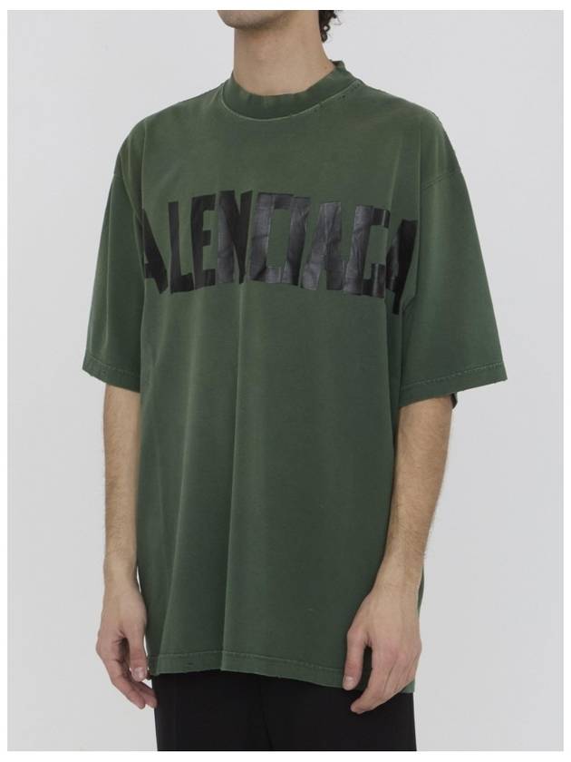 Luxury Balenciaga Trending 2025 Tape Type Short Sleeve T-Shirt Green