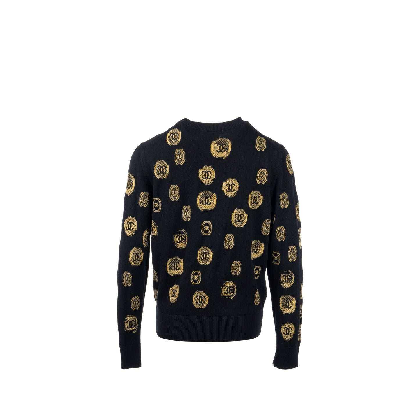Chanel Size 40 21A Pullover sweater/CASHMERE Black/Gold