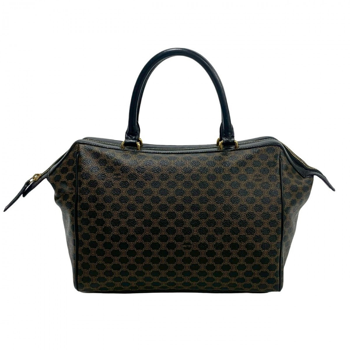 CELINE Handbag Leather, PVC black Macadam Blason Triomphe Pattern Women