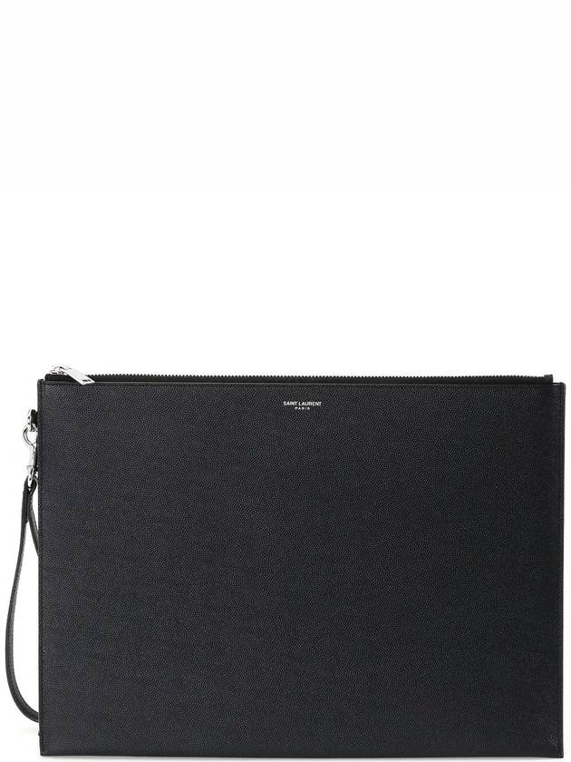 Luxury Saint Laurent Trending 2025 Grain Leather Clutch Bag Black