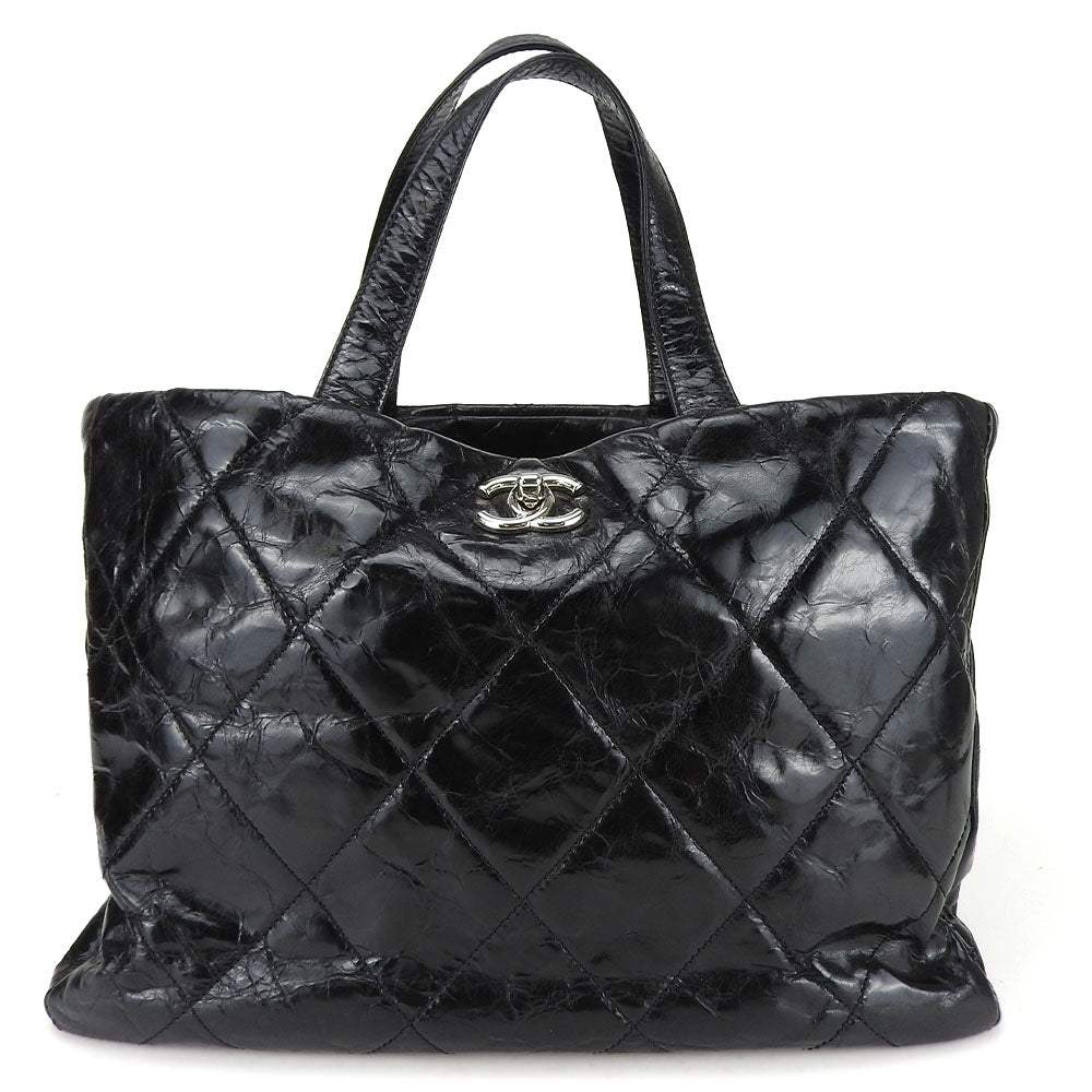 CHANEL Tote Bag leather black Portello