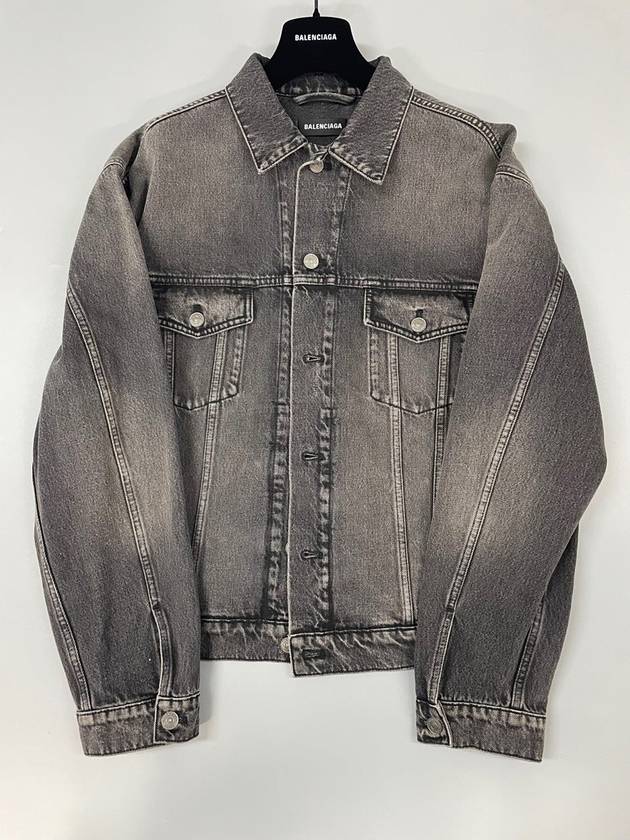 Luxury Balenciaga Trending 2025 Notre Dame Print Denim Jacket Black
