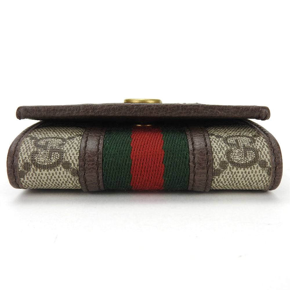 GUCCI Key case Key holder  603732 GG Supreme canvas, leather beige Off deer unisex(Unisex)