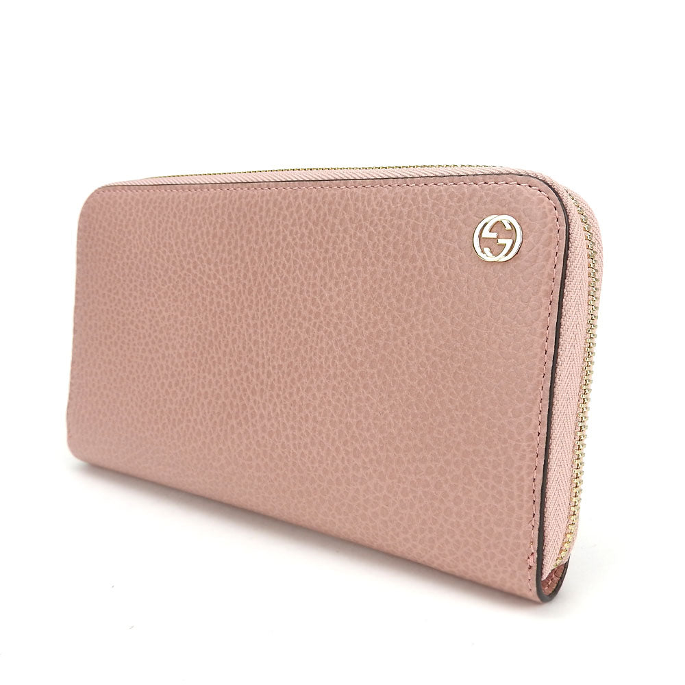 GUCCI Long Wallet Purse 449347 leather pink Interlocking