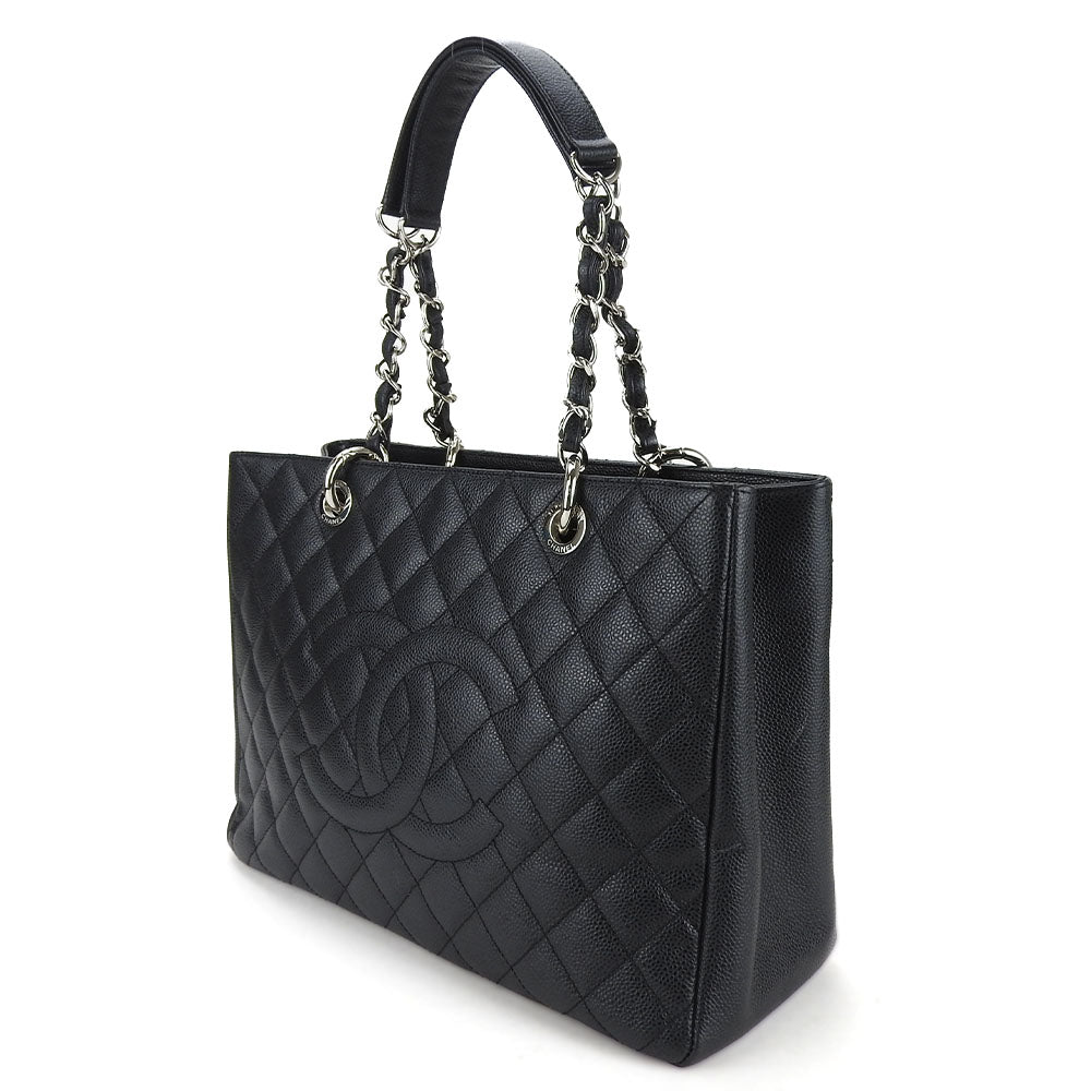 CHANEL Tote Bag Caviar skin black GST tote