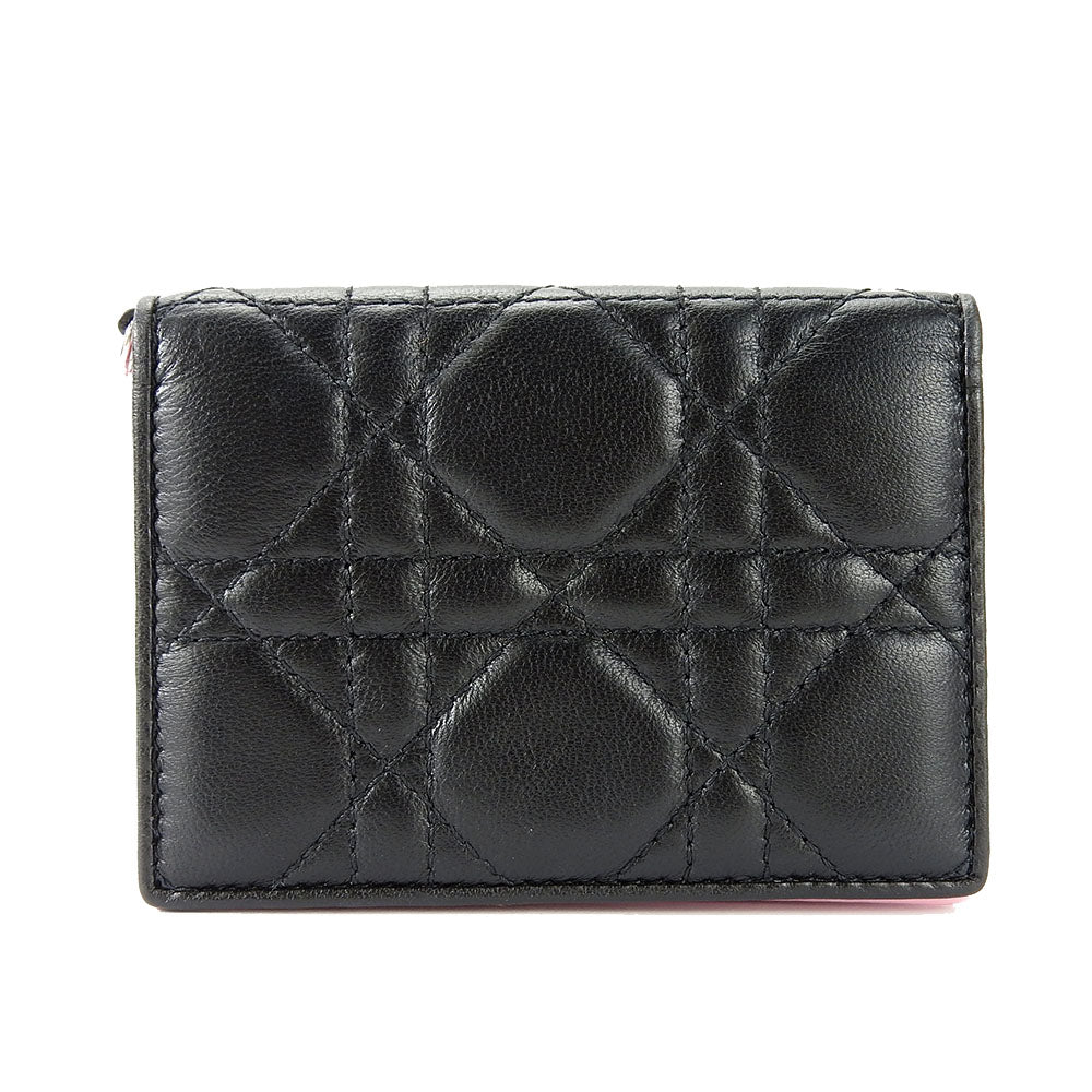 Christian Dior Card Case leather black Canage Women