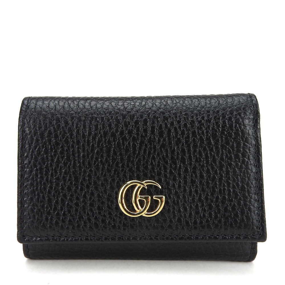GUCCI Tri-fold wallet 644407 leather black GG Marmont