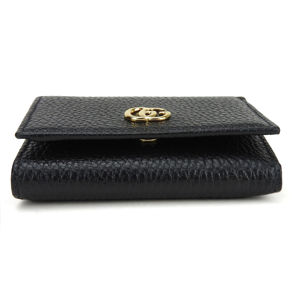 GUCCI Tri-fold wallet 644407 leather black GG Marmont