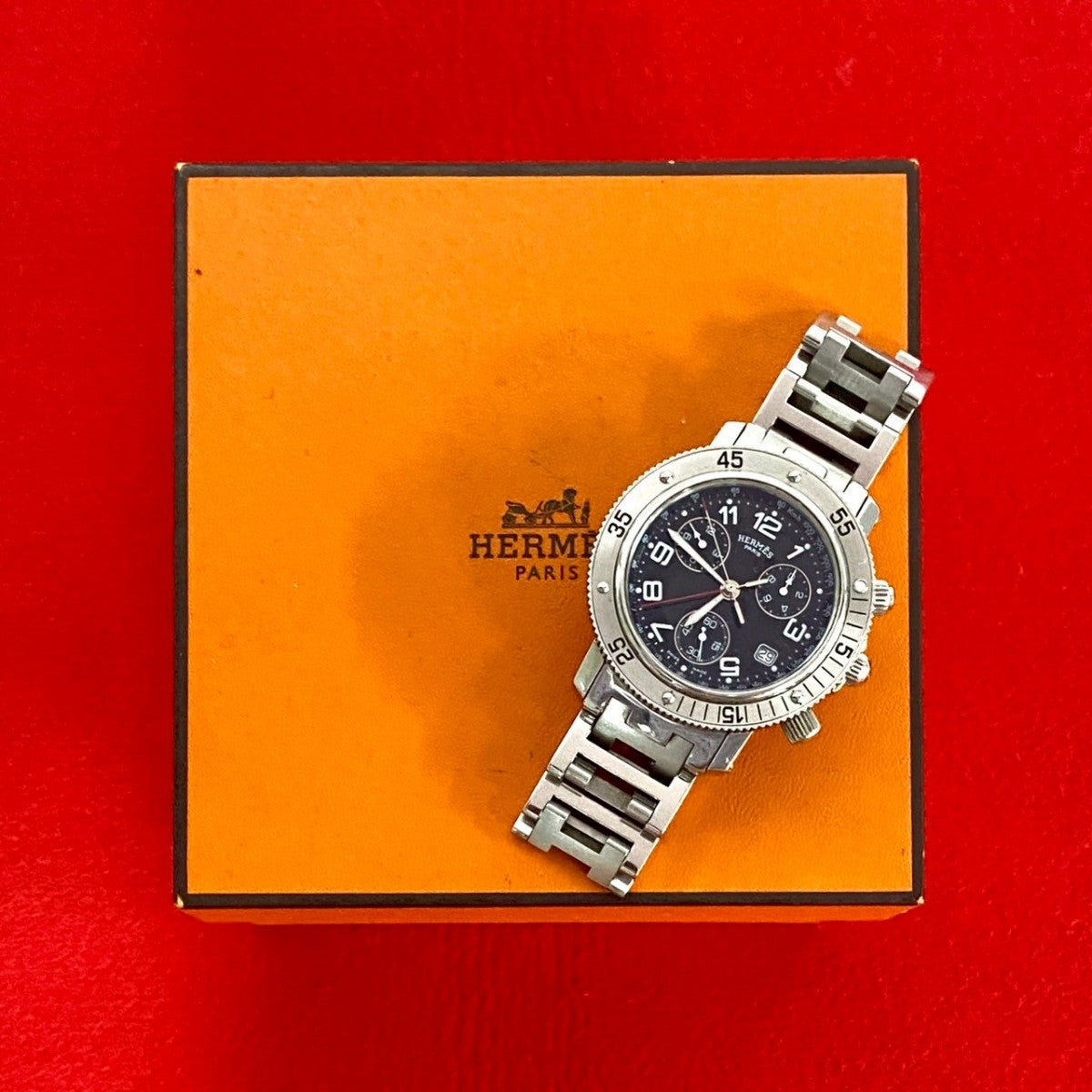 HERMES Watches Stainless steel Silver Clipper Date mens