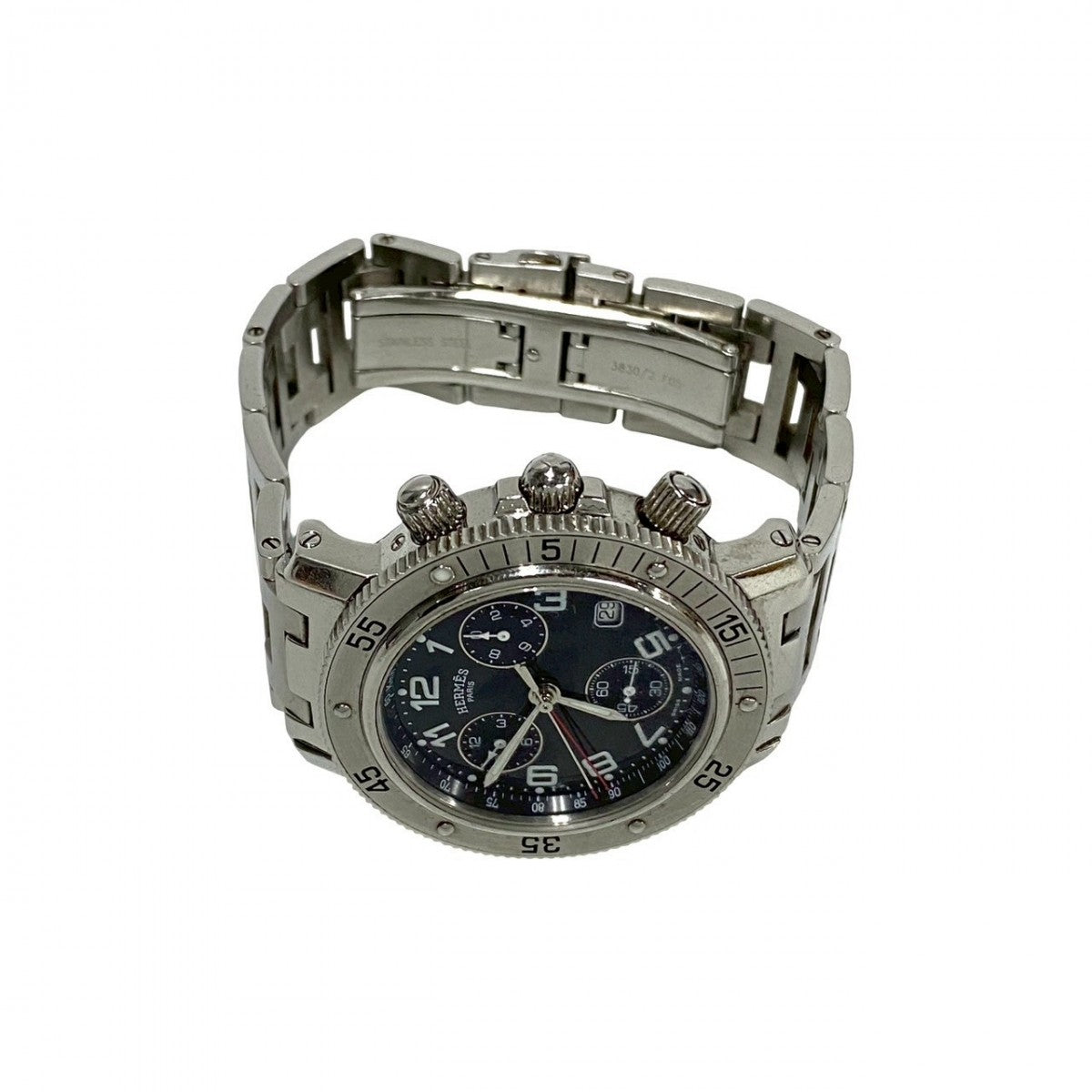 HERMES Watches Stainless steel Silver Clipper Date mens