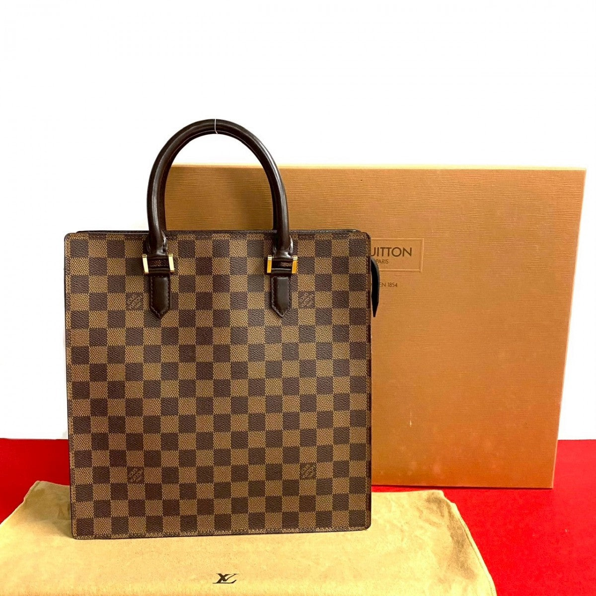 LOUIS VUITTON Handbag N51145 Leather, PVC Brown Damier Venice PM Women