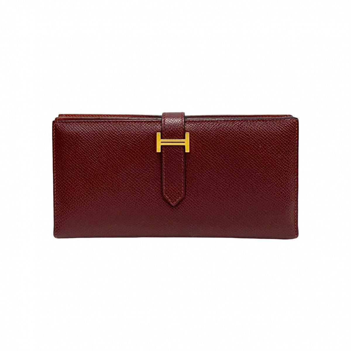 HERMES Long Wallet Purse Epsom wine-red Bane Souffle Women