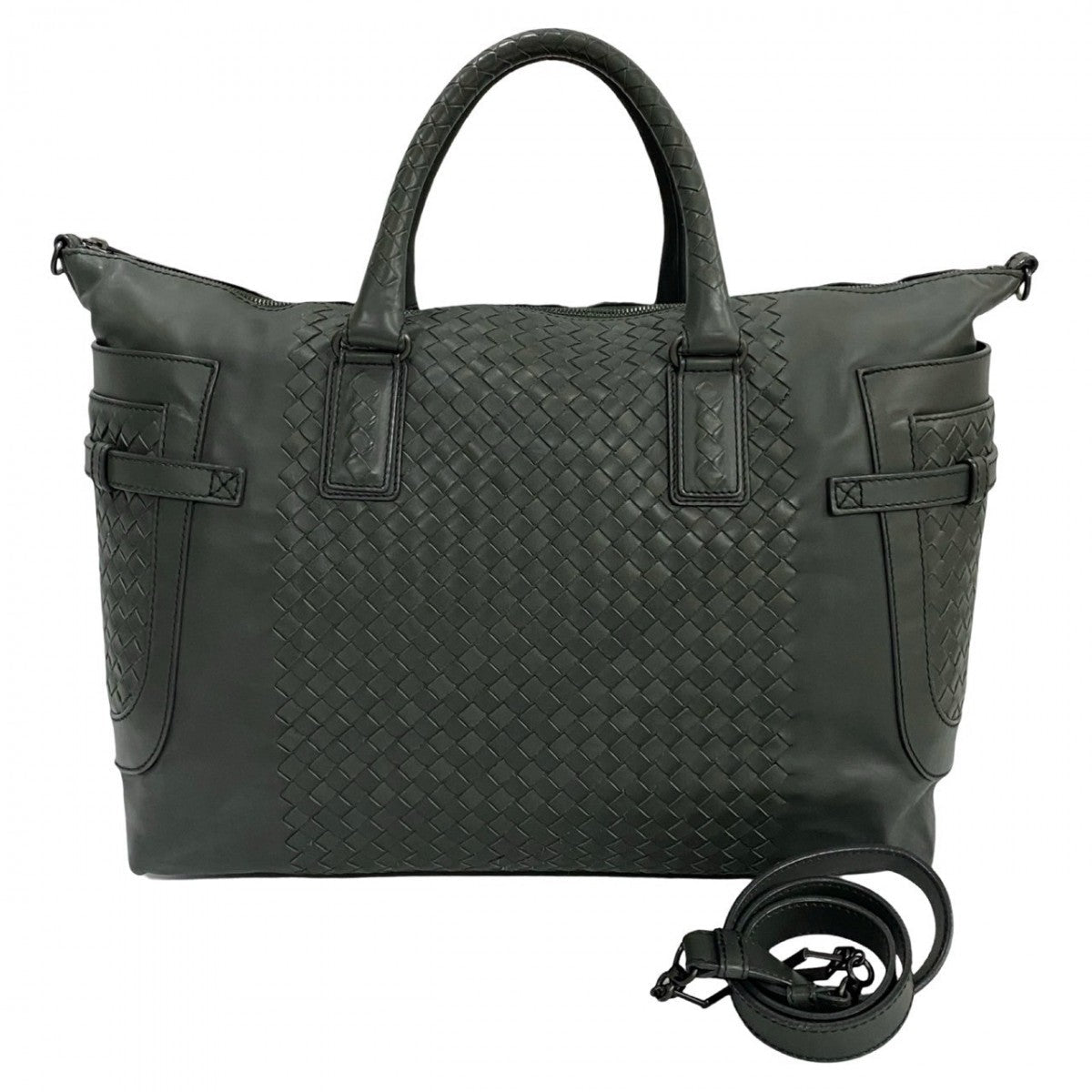 BOTTEGAVENETA Shoulder Bag leather gray INTRECCIATO mens