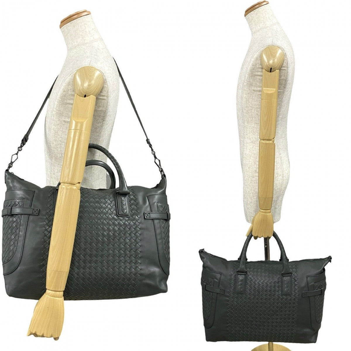 BOTTEGAVENETA Shoulder Bag leather gray INTRECCIATO mens